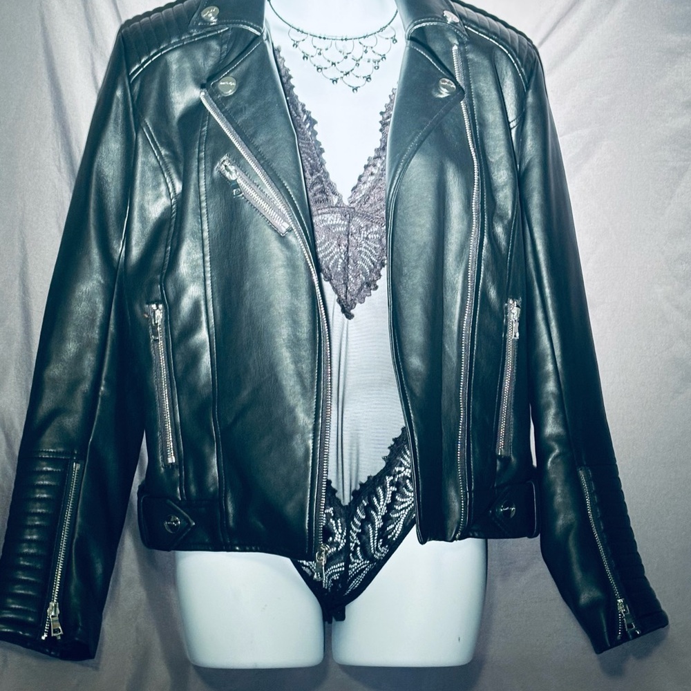Kendall & Kylie Black Pleather Moto Jacket